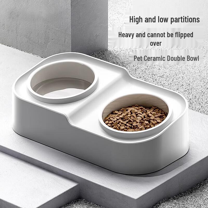HELLOJOY Ceramic Elevated Double Pet Bowl