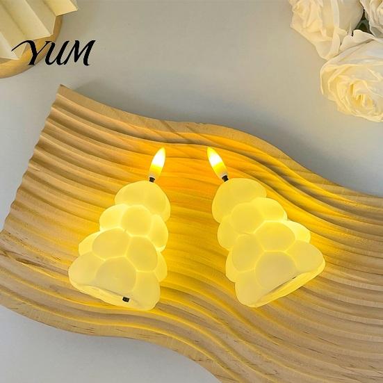 Christmas Party Table Centerpieces Tree Shaped Flameless LED Candles, Battery Operated Flickering Candle Themed Accent Lighting Light, Holiday Desktop
