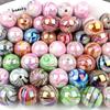 50-100pcs 8-10mm Water Wave Round Beads Colorful Crystal Bracelet Beads Ball Loose Spacer Handmade Craft Decorative Bead for Jewelry Making DIY Craft