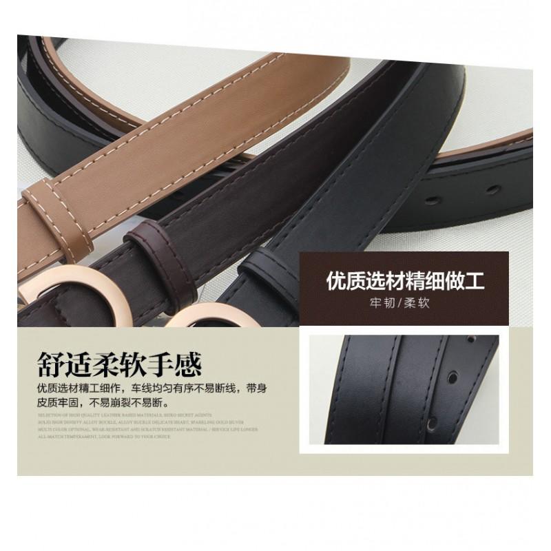 Womens Minimalist PU Leather Belt With Double D Buckle Adjustable Waistband Jeans Office Casual Wear