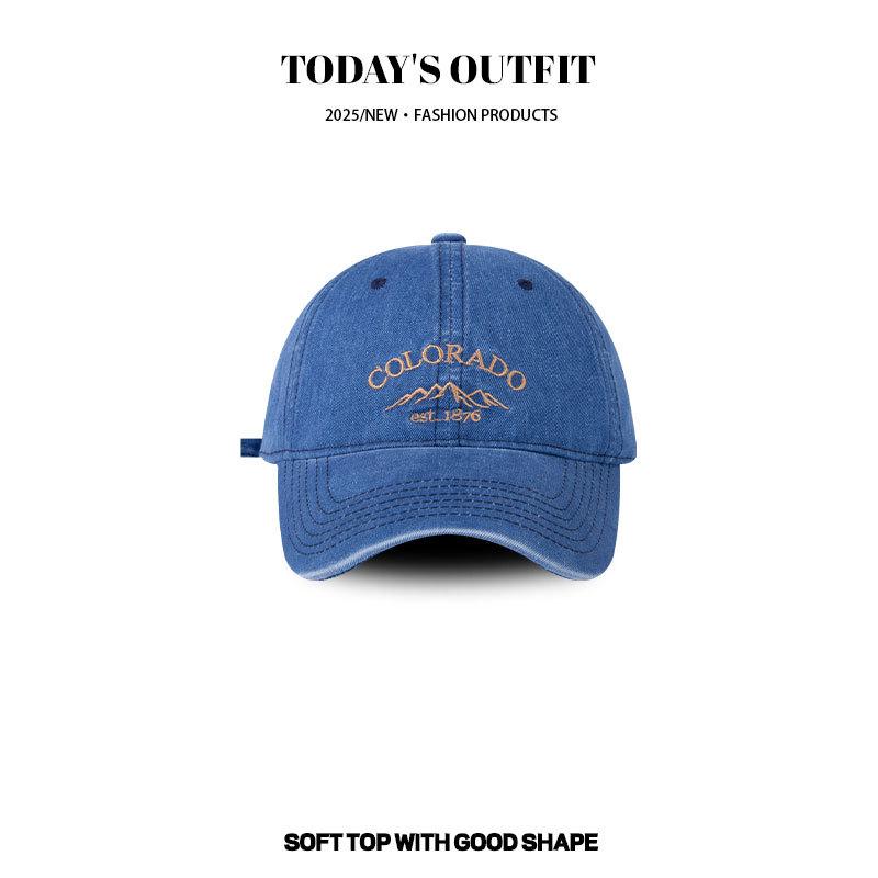 Spring and Summer New Style of Men and Women's Daily Casual Versatile Letter Trendy Brand Hat Blue Washing Denim Baseball Hat