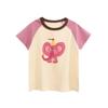 27Home Kidsren's Short-Sleeved T-Shirt Summer New Style Girls Baby Clothes Cartoon Elephant Print Top Pure Cotton