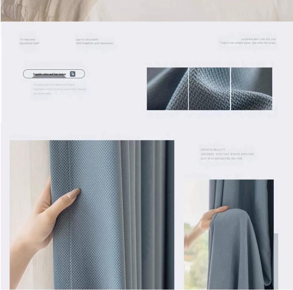 Modern Full Blackout Matcha Green Cotton Linen Curtains for Bedroom, Balcony, and Living Room