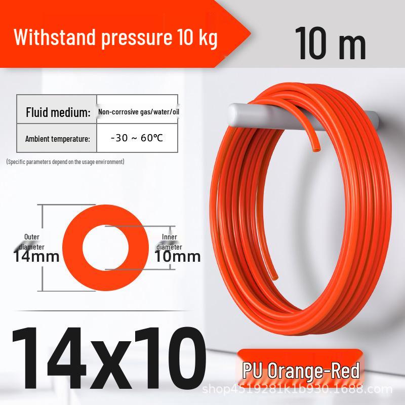 Zhuo Ji 8mm High-Pressure Transparent PU Air Hose for Air Compressors (Sizes: 4/6/10/12/14/16)