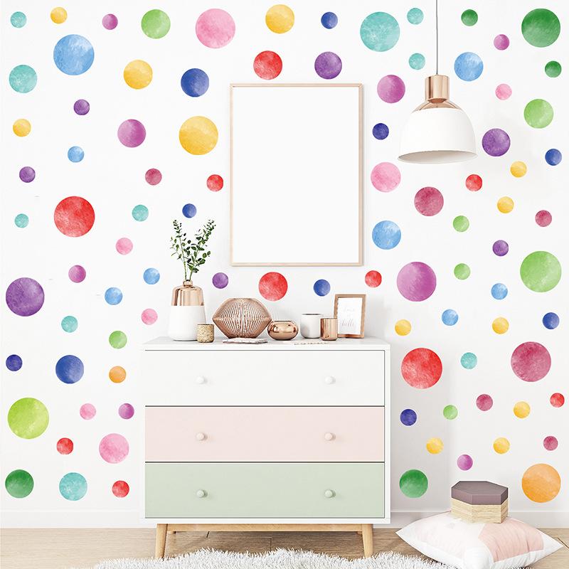 Colorful Polka Dots Wall Stickers for Kids Room Bedroom Nursery Classroom Playroom Backdrop Decoration