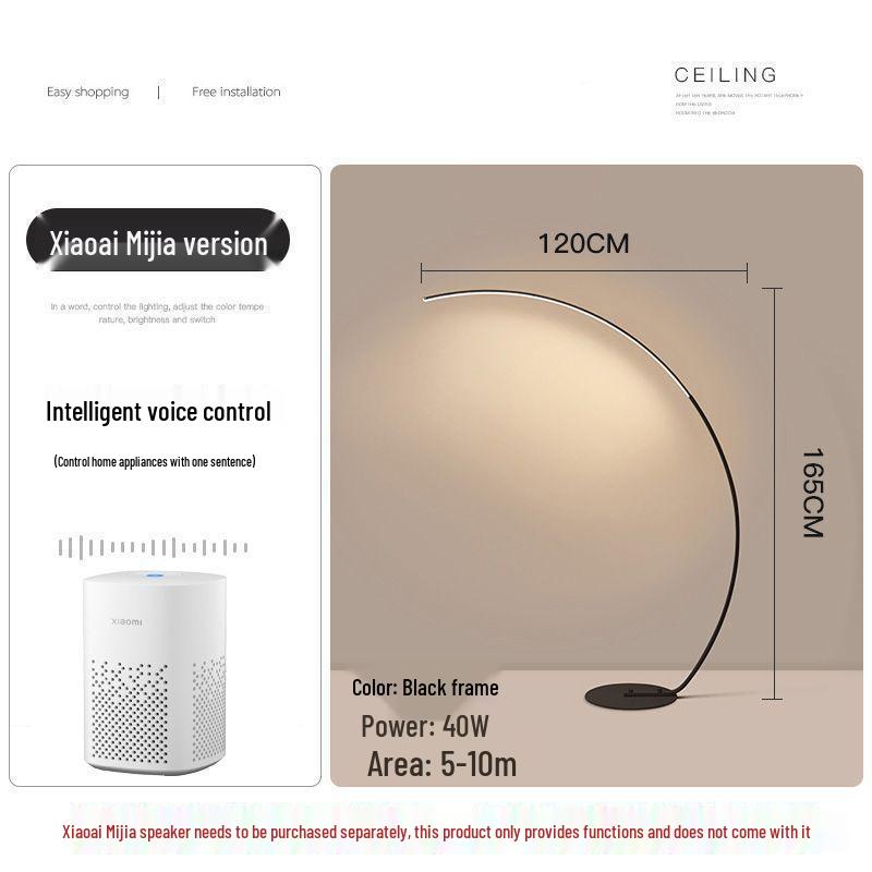Minimalist Curved LED Floor Lamp for Living Room Art Showrooms