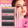 300 Tufts Of D-Curve Single Tufts Of False Eyelashes 10-18Mmdiy Dense Natural Segmented Grafting