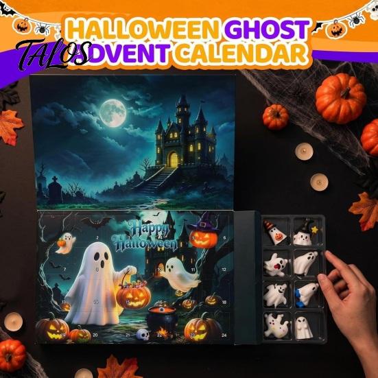 Halloween Puzzle Board 2026 Ghost Advent Calendar, 24 Day Countdown Figurine Set, Spooky Game Collectible Glow In Dark Toy for Kids, Party Favor Kids