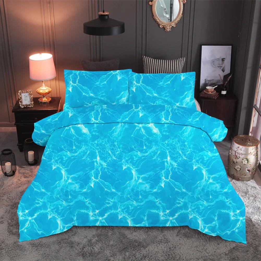 

3D Bedding Set Beach Ocean Scenery Print Duvet Cover Set Lifelike Bedclothes With Pillowcase Bed Set Home Textiles EU single(135x200cm)