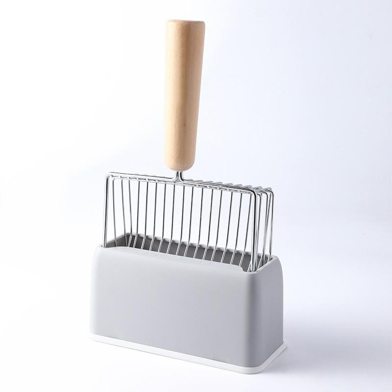 Cat Litter Scoop Set Long Handle Sifting Litter Box Scoop with Stand Pet Shovel for Kitty Waste Cat Toilet Cleaning Tools
