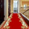 Washable Chinese Red Corridor Carpet Long Hallway Rug Antiskid Living Room Kitchen Aisle Runner Carpet Hotel Home Decoration Mat