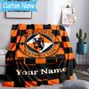 Custom Name Dundee United Crest Design Flannel Blanket, Use for Birthday/Holiday Gift, Soft Blanket for Sofa/Bed/Camping/Office, Home Decor
