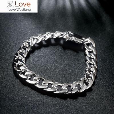 Popular Brands Charms 10MM Geometry Chain 925 Sterling Silver Bracelets for Man Women Wedding Party Gifts Fashion Jewelry