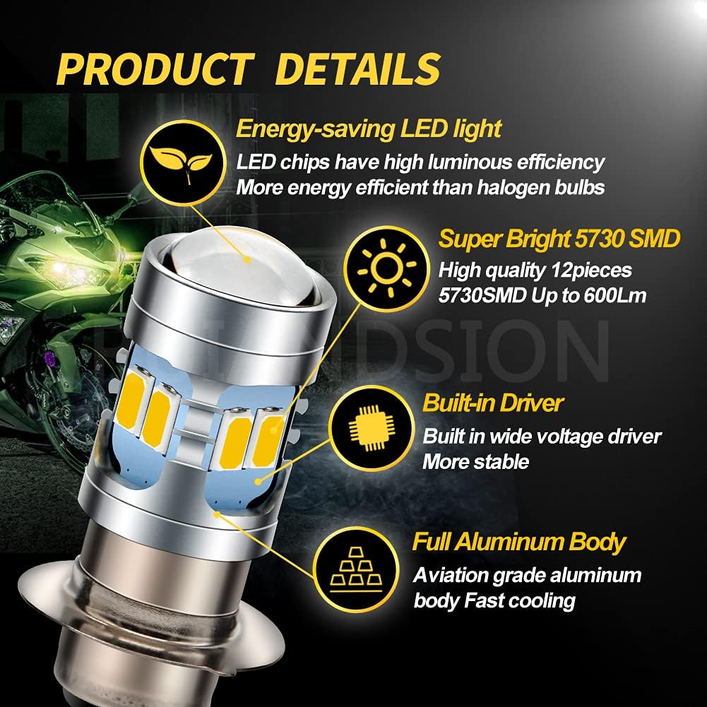 [For Fog Lamps Only] Ruiandsion H6M LED Bulb, Yellow Color,