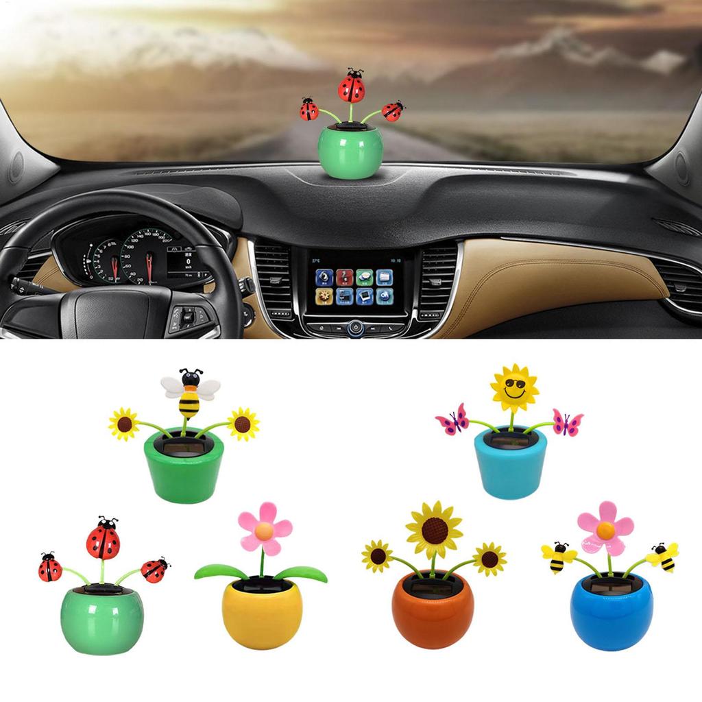 Solar Dancing Sunflower Toy Sunflower Solar Car Ornament Shaking Head Car Ornaments Solar Powered Car Toy Dashboard Decor
