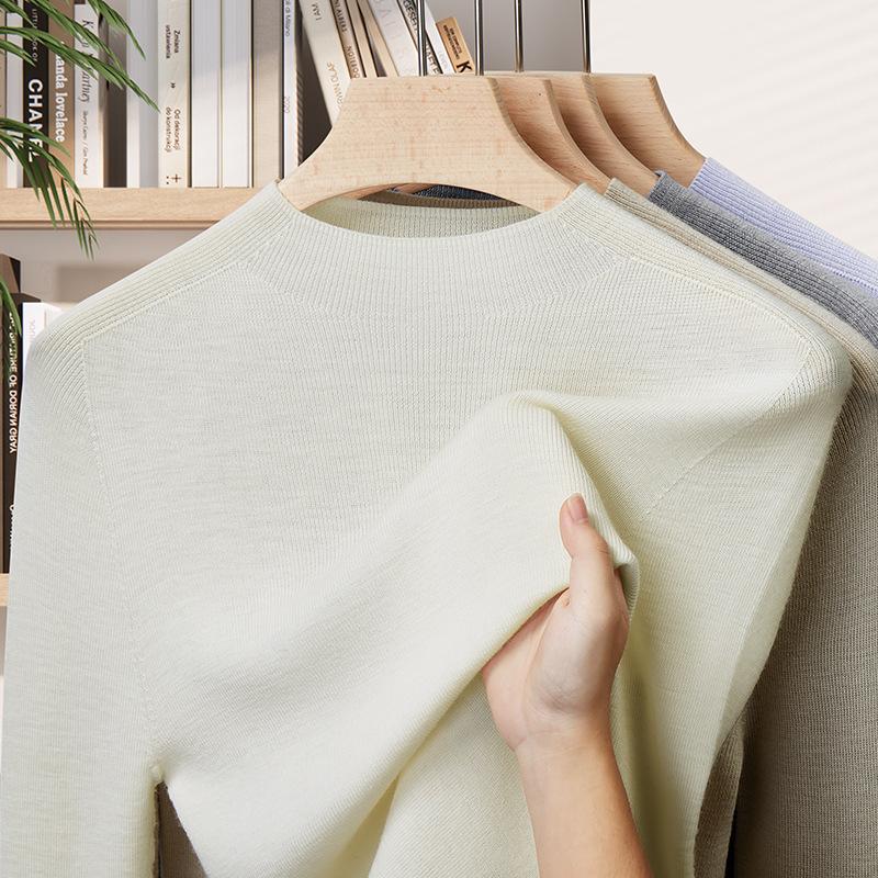 Machine washable cylinder seamless 0% full wool sweater women s sweater long-sleeved knitted sweater with women s autumn and winter bottoming top s [recommended 45-57.5kg ]