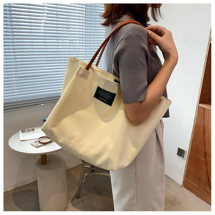Large Capacity Canvas Bucket Bag for Women Trendy Street Style Shoulder Crossbody Purse with Magnetic Closure