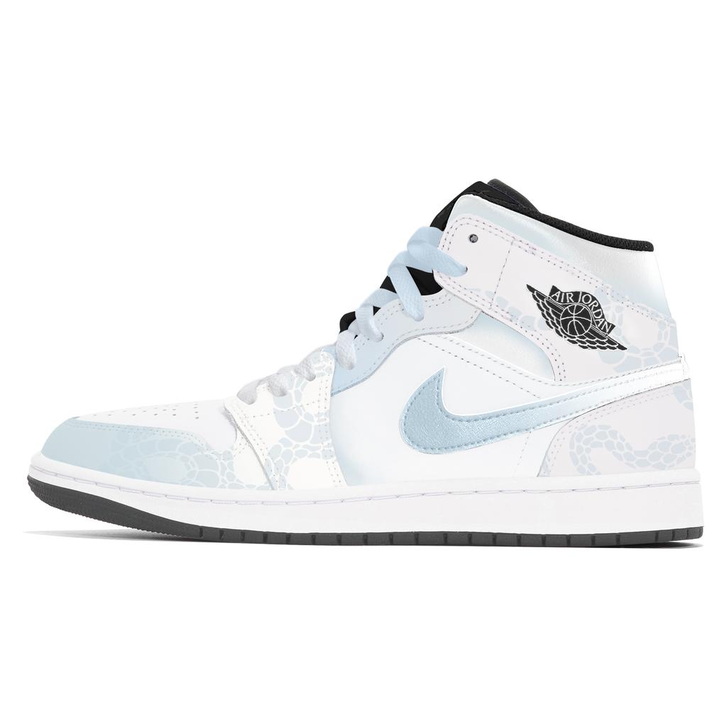 Jordan Air Jordan 1 Abrasion Resistant Abrasion Resistant Mid Top Vintage Basketball Shoes Unisex White Blue DQ8426-001(Team778-)