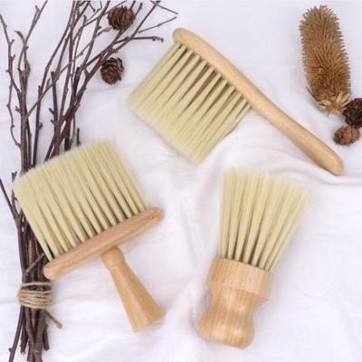 Wooden Brush Comb Neck Face Duster Barber Hair Sweeping Cutting Styling Tools