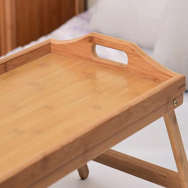 1pc, Bed Tray Table Folding Legs With Handles, Breakfast Tray For Sofa Eating, Drawing, Platters Bamboo Serving Lap Desk Snack Tray