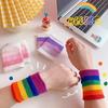 Men Fitness Cotton Badminton Breathable Wristband Warm Bracers Hand Wrap Rainbow Color