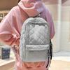 Lightweight Quilted Backpack Casual Fashion Daily Bag Large Capacity School Bag for Students Minimalist Design Commute Travel with Functional Pockets