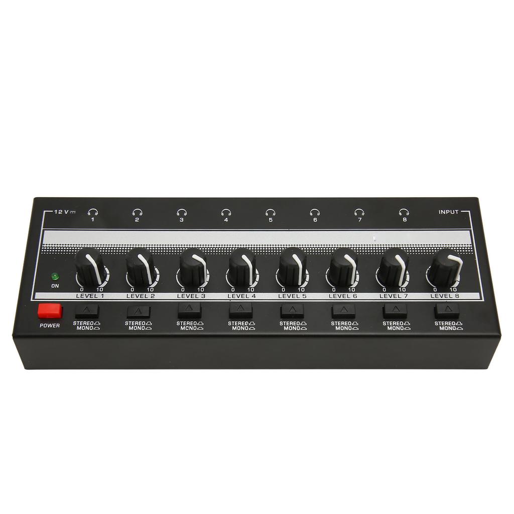 Stereo Headphone Amplifier 8 Output 1 Input Channel Clear Sound Compact Metal Headset Amp for