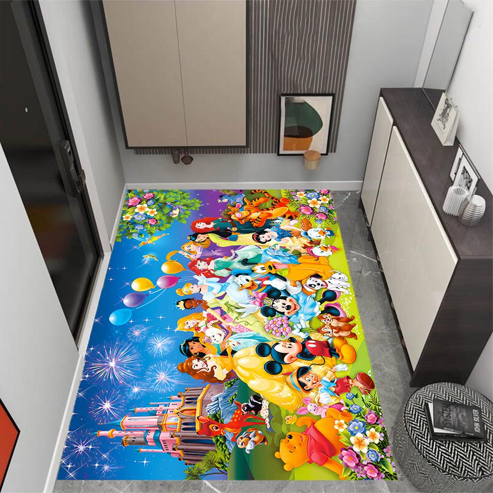 Disneyland Celebration Night Disney Cartoon Theme Anti-Slip Rug - Polyester, Home Decor, Suitable for Bedrooms, Living Rooms, Doorways, and Studios