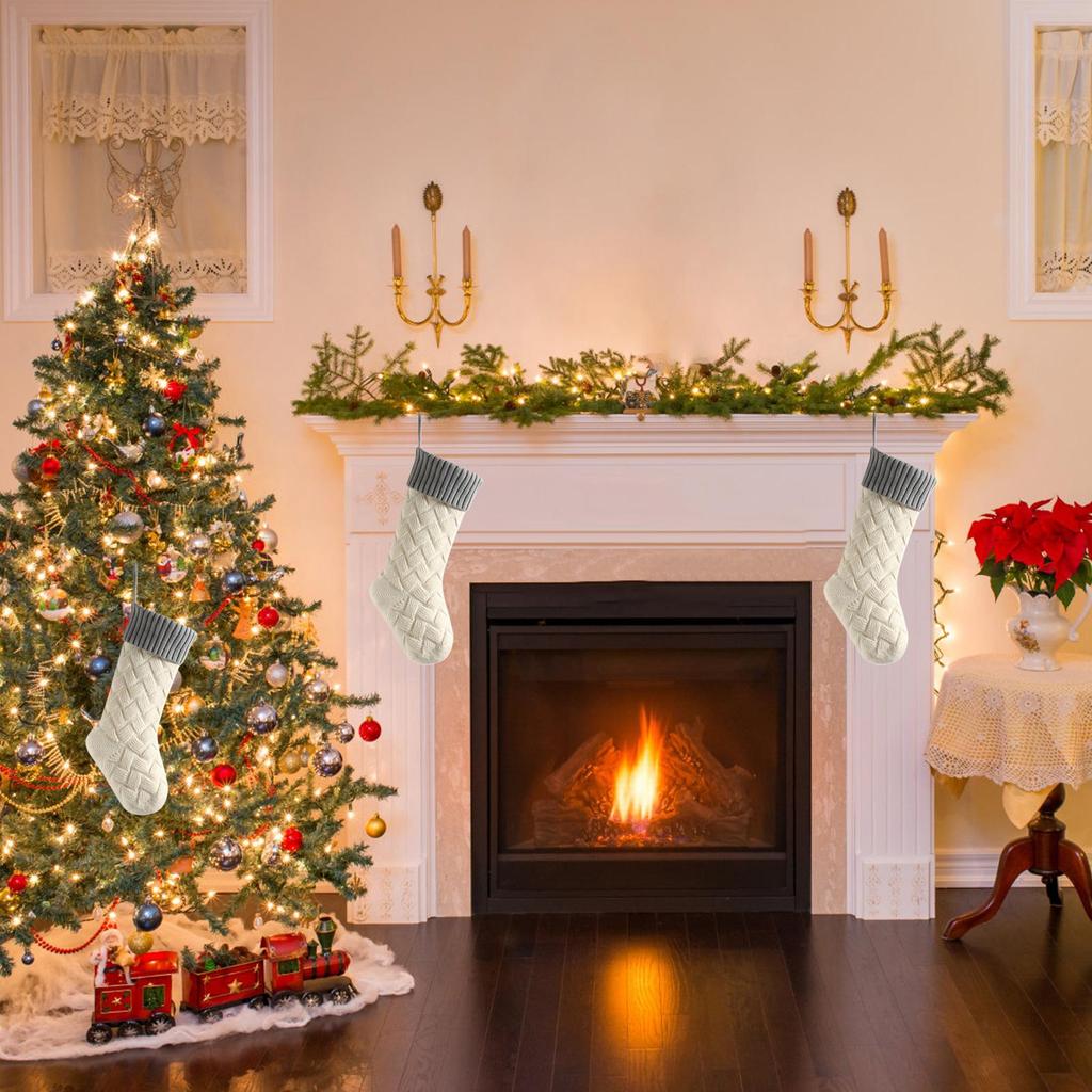 Weihnachtsstrümpfe 18 Zoll Strümpfe Weihnachtsdekorationen Stickerei Heimdekoration Partydekorationen Für Fenster Wohnzimmer