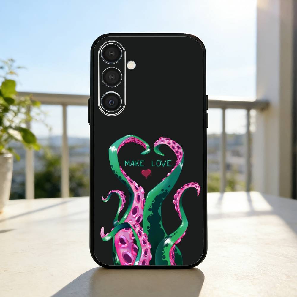 O-Octopus S-Sea Animals O-Ocean  Phone Case For Samsung  A73,72,71,53,52,51,22,91,80, Soft Black Cover