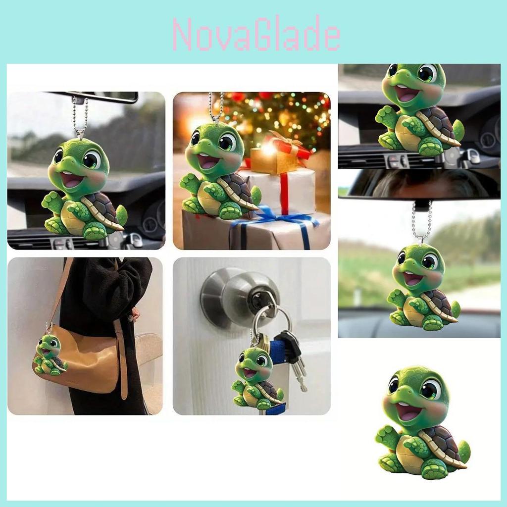 Adorable Cartoon Acrylic Turtle Pendant For Car Interior Decoration With Colorful Design
