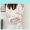 Cartoon Cute Pattern Bow Star Cat Plush Backpack With Compartment Transparent