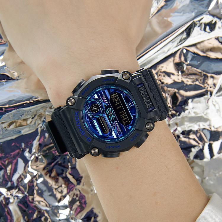 Casio LCD/Analog Dual Display Series Fashion Trend Quartz Movement Resin Strap Watch Men Watches Black GA-900VB-1APR
