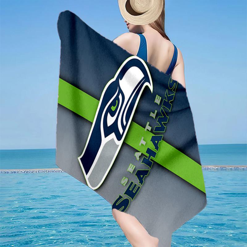 Asciugamano da Spiaggia in Microfibra Logo Seattle Seahawks, Leggero e Asciugatura Rapida, per Viaggi Estivi, Essenziale per la Spiaggia, Piscina