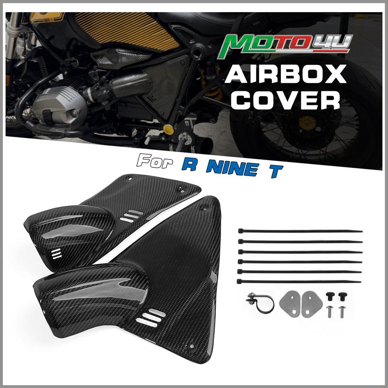 Real Carbon Fiber Motorcycle Airbox Cover Air Box Cover Protector Gloss Fairing For BMW R nine T R 9T RNINET Scrambler