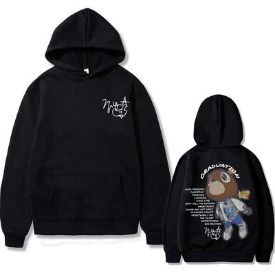 Rapper Kanye West Graduation Graphics Hoodies Male Black Clothes Cool Gothic Streetwear Men Hip Hop Fashion Popular Sweatshirt