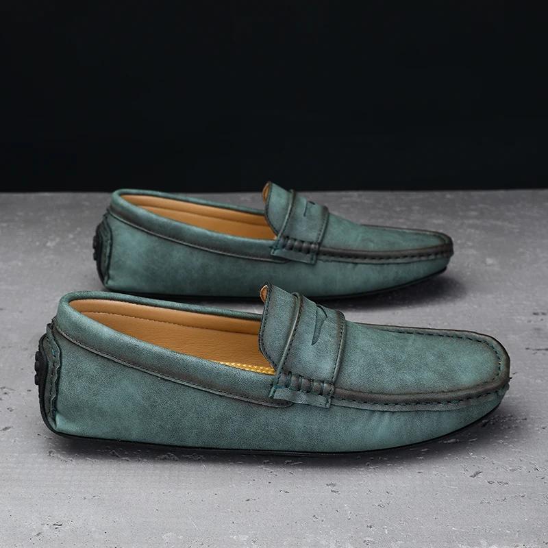Spring Hot Selling Men's Flat Bottomed Loafers Massage Shoes Anti Slip Park Walking Shoes Simple Men's Leather Casual Shoes