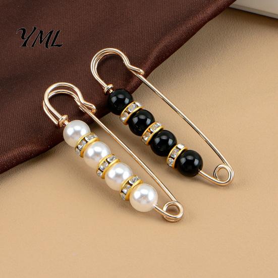 Neckline Fixation Clip 2Pcs Faux Pearl Waist Tightener for Pants, Reusable Cincher Pin Invisible Button Loose Jeans, No Sewing Waistband Skirts Jeans