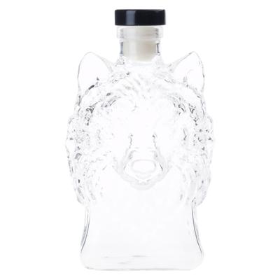 Elegant Wolf Head Bourbon Bottle Animal Design Glass Bottle Decanter with HandCarved Detail For Home Bar Decoration