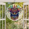 1pc 3D Metal Owl Wind Spinner Mandala Design Outdoor Garden Decor Hanging Ornament No Battery Needed for Patio Yard Home