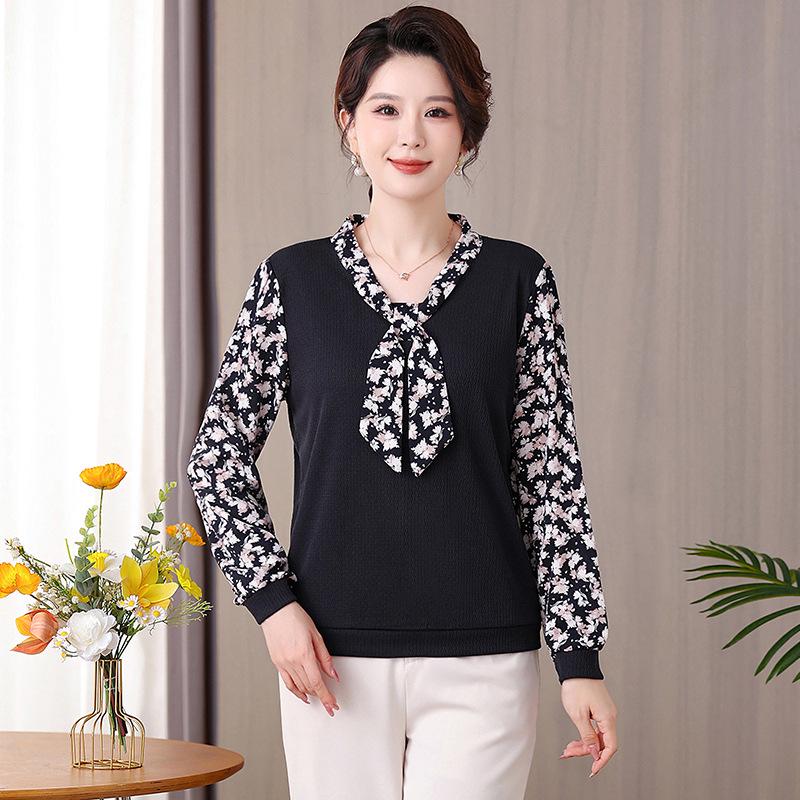 

Elegant Spring Patchwork Blouse for Women - Stylish, Flowing Ribbon Design for Fashionable Mothers 4XL (Recommended 140-155 jin)