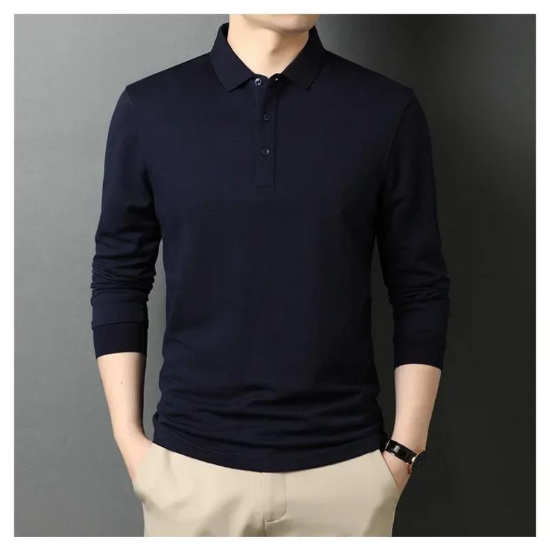 Brand Polo Shirt Men Long Sleeve Business Casual Polo Shirt Mens Clothes Spring Autumn Solid Male Turn Down Collar Tops Tees
