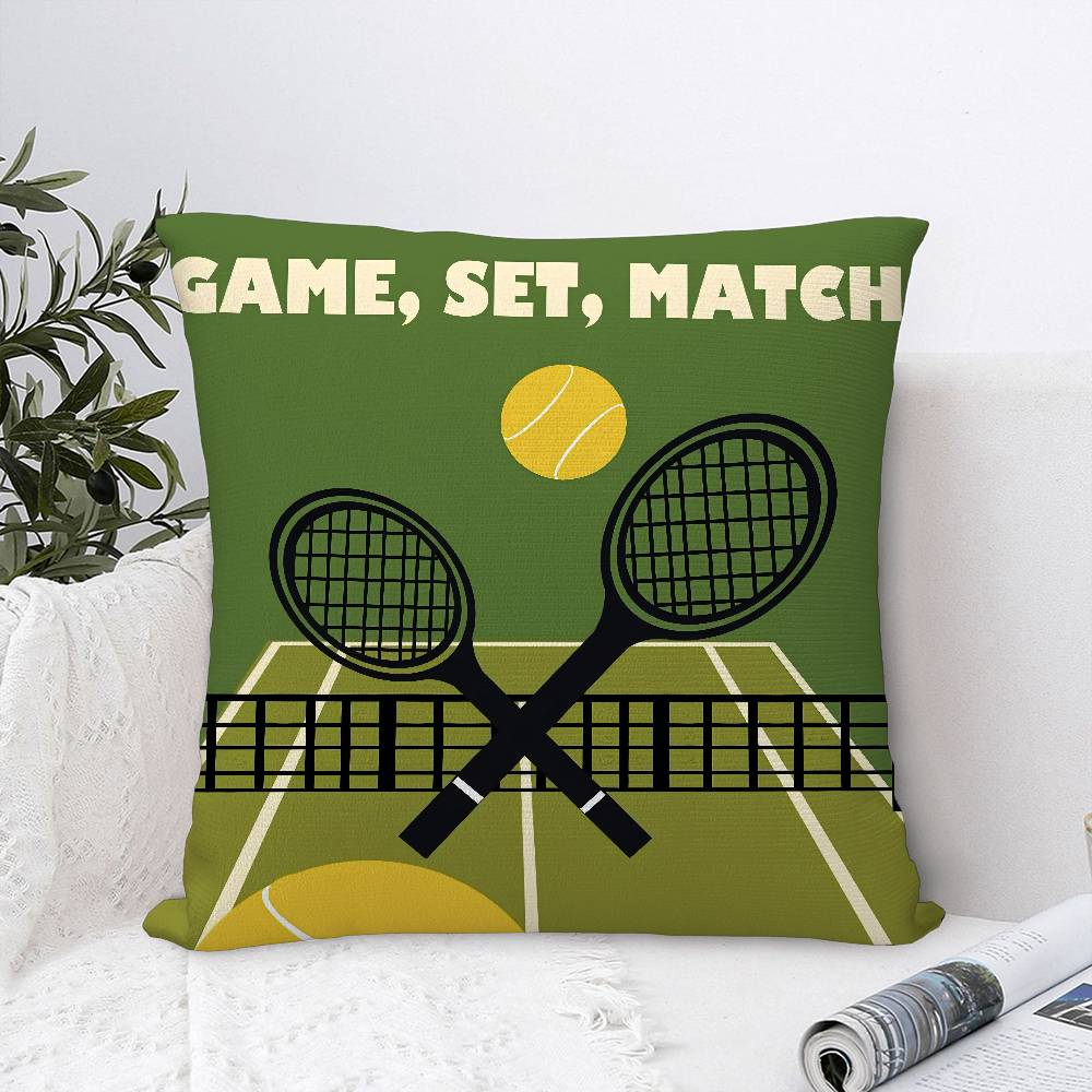 Cute Tennis Pictures Pillow Case Sofa Decorative Home Double-sided Print Plush Square Throw Pillow Covers Cushion Decor Cover