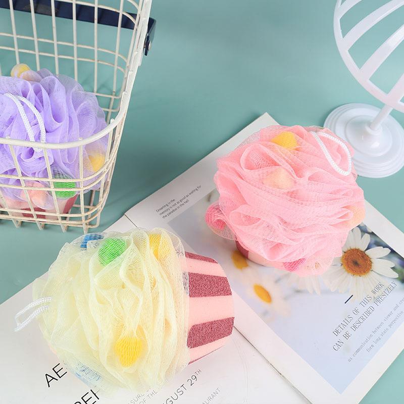 Großer Netzschwamm Badeblume Süße Kuchenform Schrubbende Blasen Badeblume Superweiche Körperreinigung Netzbürste