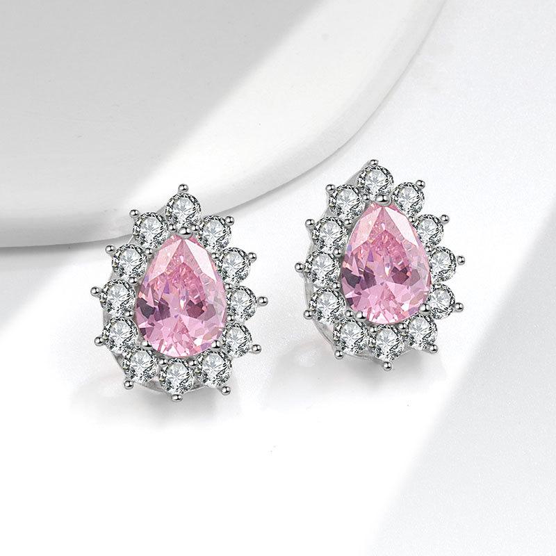 Luxury Pear Shaped Drop Earrings With Sparkling Crystals Minimalist Dainty Studs Versatile Jewelry For Women