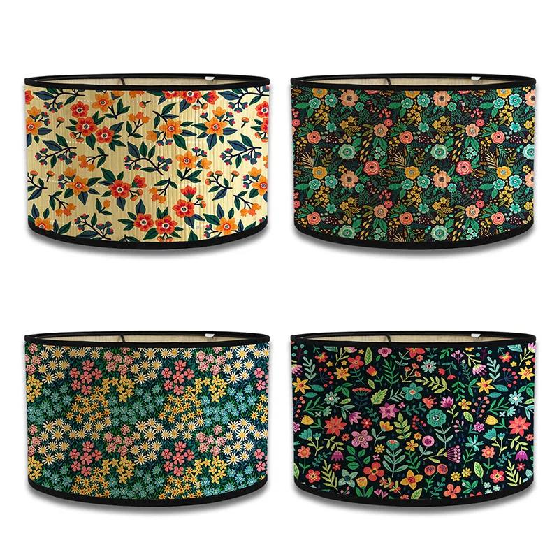 Japanischer Retro-Stil Bambus Lampenschirm Moderner Schlichter Blumenmuster Lampenschirm Ferienhaus Kronleuchter Lichtabdeckung Wandlampenschirm