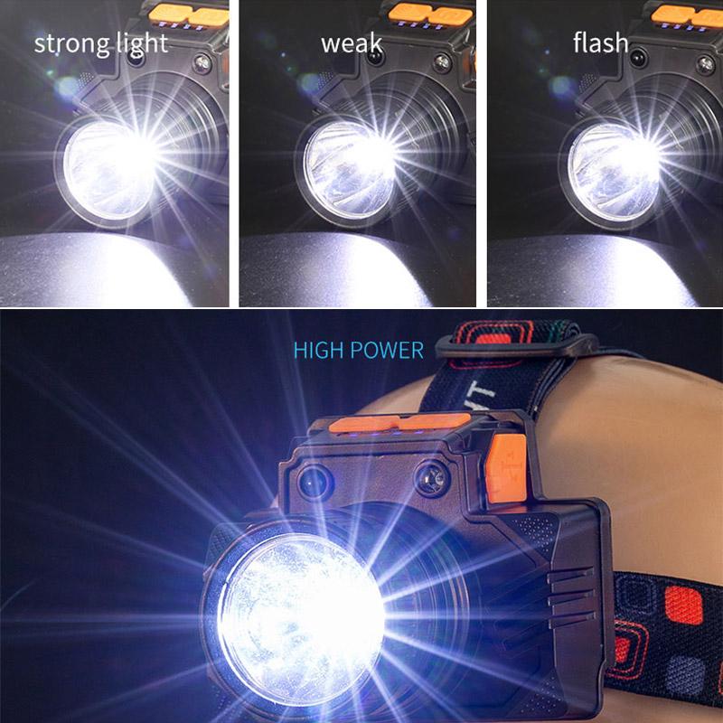 Rechargeable Portable Flashlight Induction/No Induction LED Headlamp Camping Fishing Adventure Headlight 3Modes Built-in Battery