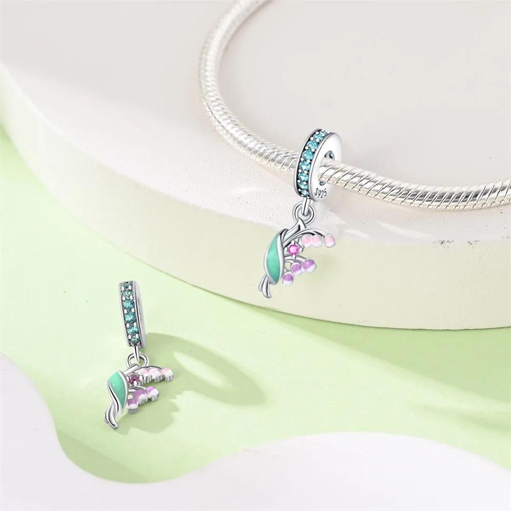 Charm Bead Charms Authentic Copper Plated Tulip Plants Insect Pendants Bead Charms Compatible With Bracelets Diy Fine Gift Women Delicate Jewellery