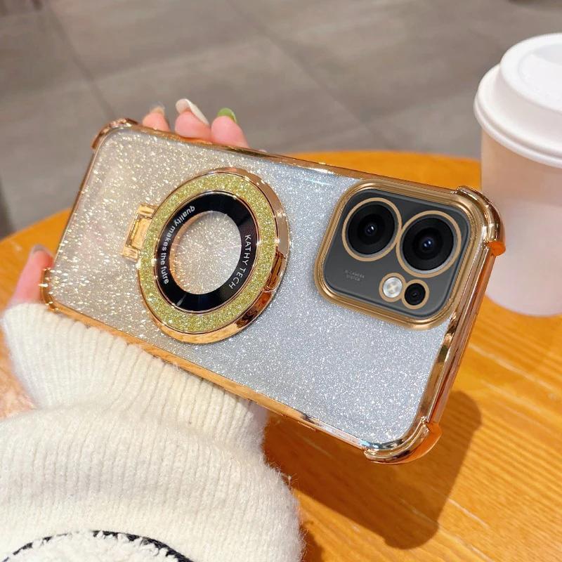 

Luxury Glitter Bracket Case For OPPO A16 A17 A53 A57 A58 A74 A78 Reno11F 11 11Pro 10 10Pro 13F 13 13Pro Case For Reno12F Cover Reno13Pro