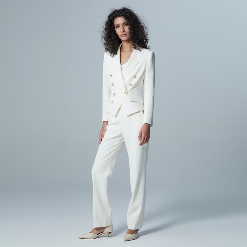 LadyS Elite White Wrinkle-Resistant Business Suit Set